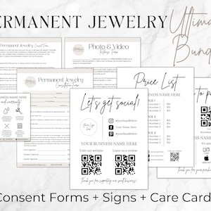 Offre groupée de bijoux permanents, Formulaires de consentement modifiables pour bijoux permanents, Carte d'entretien pour bijoux permanents, Outils pour bijoux permanents
