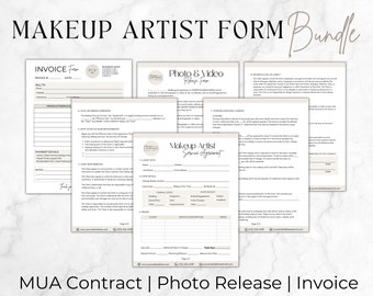 Makeup Artist Contract Bundle, Freelance MUA Forms Template, Makeup Service Form, Makeup Artist Form, Bridal Makeup Contract, Canva Template