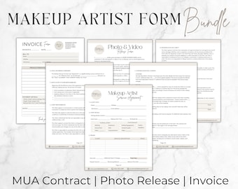 Makeup Artist Contract Bundle, Freelance MUA Forms Template, Makeup Service Form, Makeup Artist Form, Bridal Makeup Contract, Canva Template