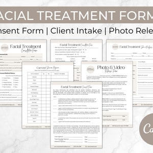 Facial Client Intake and Consent Forms, Esthetician Business Templates, Skincare Intake Form, Editable Facial Treatment, Salon Forms Canva