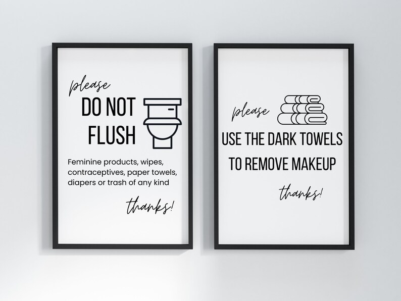 Airbnb Bathroom Sign Bundle Editable Airbnb Template Signs Etsy