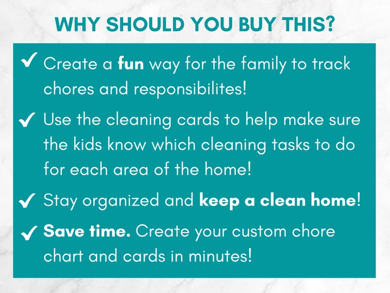 Family Chore Chart Bundle, Kids Cleaning Cards, Cleaning Checklist ...