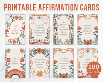 Printable Affirmation Cards, Daily Positive Affirmation Quotes, Self Care Cards Digital Download, Manifestation Cards, Self Love Cards