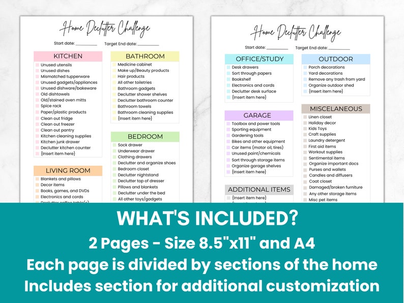 Spring Cleaning Home Declutter Checklist Editable Cleaning - Etsy