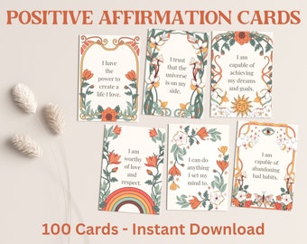 Affirmation Cards Printable, Daily Positive Affirmation Quotes, Self Care Cards Instant Download, Manifestation Cards, Self Love Cards