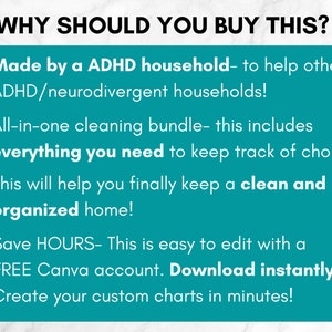 ADHD Cleaning Checklist Bundle, Editable ADHD Cleaning Planner, Adult ...