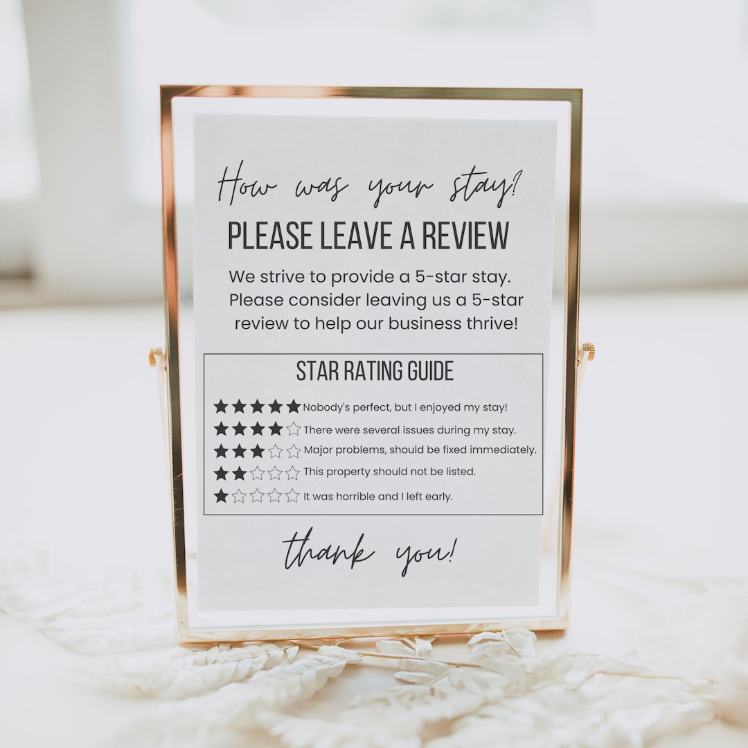 Airbnb Review Sign Template, Editable Leave a Review, Airbnb Review Airbnb Review Sign Template, Editable Leave a Review, Airbnb Review