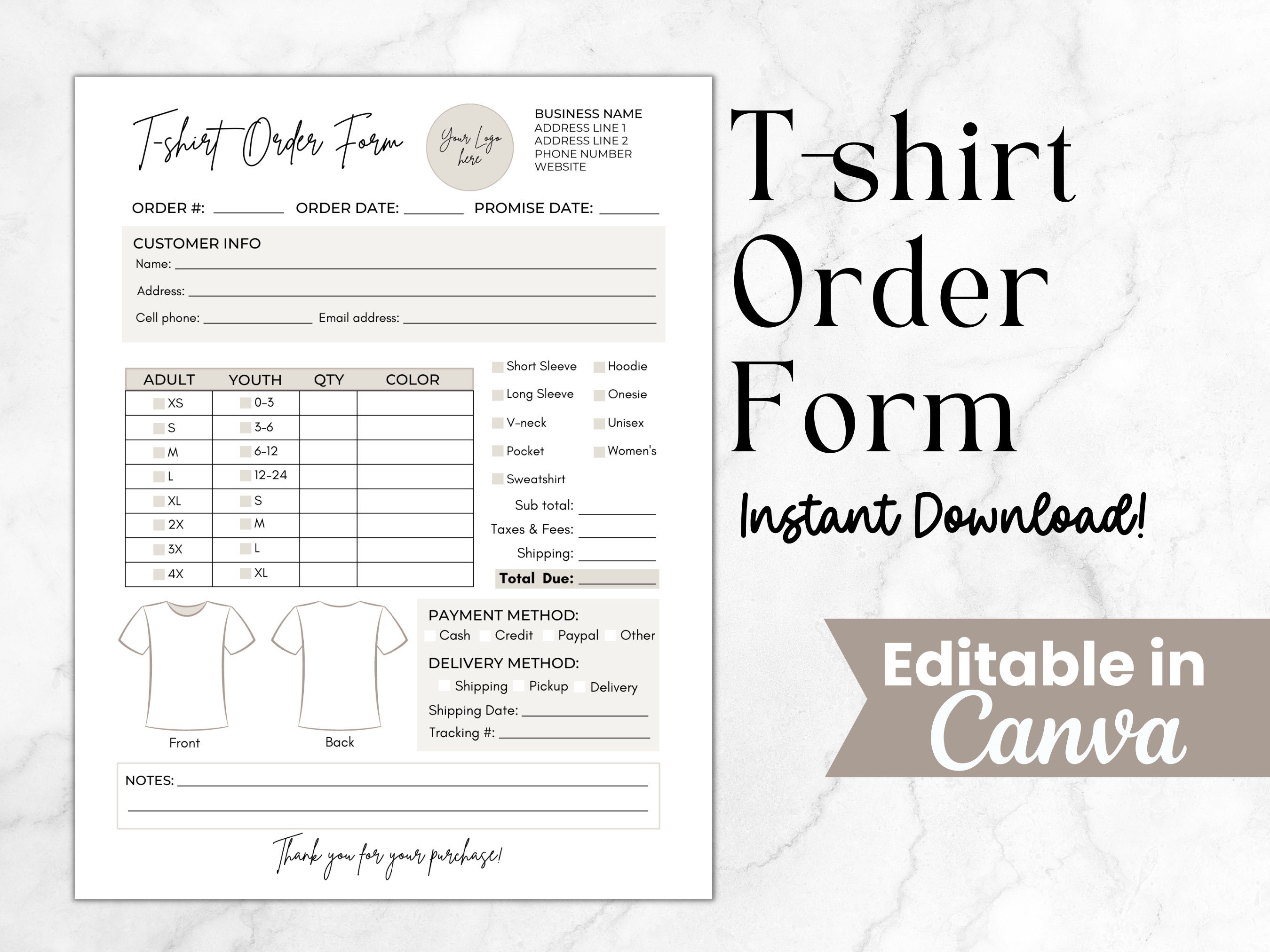 Free Apparel Order Form Templates