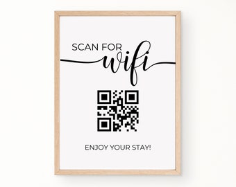 Wifi Password Sign, QR Code Sign, Editable Airbnb Wifi Sign Template, Printable Wifi Sign, Airbnb Signs, Airbnb Welcome Sign, Internet Sign