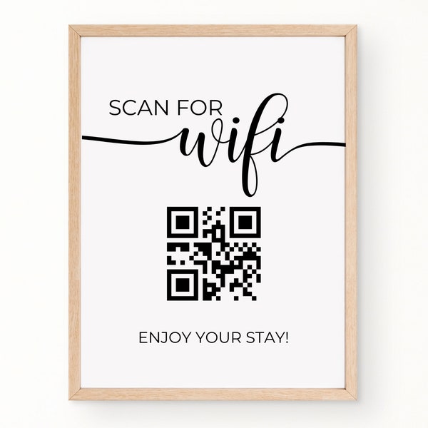 Wifi Password Sign, QR Code Sign, Editable Airbnb Wifi Sign Template, Printable Wifi Sign, Airbnb Signs, Airbnb Welcome Sign, Internet Sign