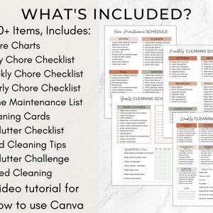 Editable ADHD Cleaning Checklist Bundle, ADHD Cleaning Planner, ADHD Chore Chart, Deep Cleaning Cards, Cleaning Schedule, Family Chore Chart image 2