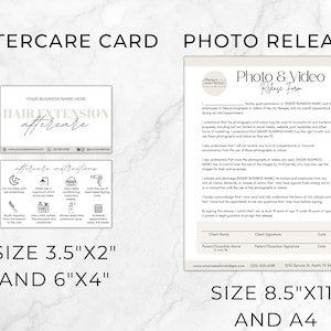 May include: A photo release form with a beige background and black text. The form includes a section for the client's name, signature, and date. The form also includes a section for the parent or guardian's name, signature, and date. The form is available in sizes 8.5 inches by 11 inches and A4.