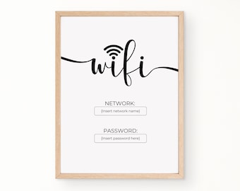 Wifi Password Sign, Editable Airbnb Wifi Sign Template, Airbnb Host Signage, Guest Sign Canva Printable, Airbnb Welcome Sign, Internet Sign