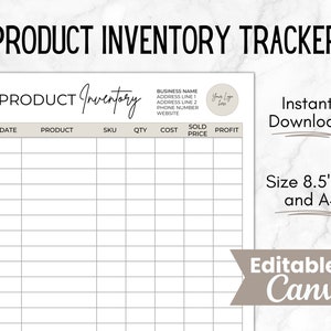 Editable Inventory Management Form, Inventory Tracker pdf Template, Product Inventory, Business Inventory Sheet, Canva Inventory List