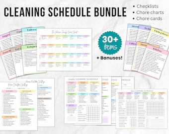 Cleaning Checklist Bundle, Cleaning Schedule, Editable Home Cleaning Planner, Adult Chore Chart, Adhd Cleaning Bundle, Household Chores