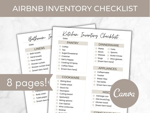 Airbnb Inventory Checklist Template, Editable Airbnb Essential Items List, Printable Vacation Rental Download, Host Amenities Guide