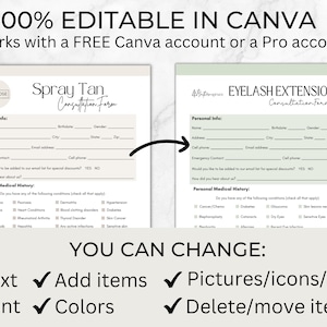 Editable Spray Tan Forms, Spray Tanning Business, Client Intake and Consent Form, Sunless Tanning Spa Consultation Form, Printable Canva pdf image 8