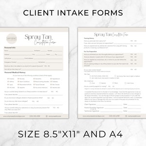 Editable Spray Tan Forms, Spray Tanning Business, Client Intake and Consent Form, Sunless Tanning Spa Consultation Form, Printable Canva pdf image 3