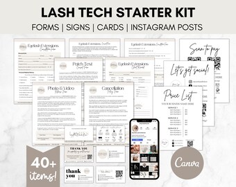 Lash Business Bundle, Lash Extensions Consent Forms, Lash Tech Templates, Lash Client Intake, Esthetician Forms, Lash Instagram Templates