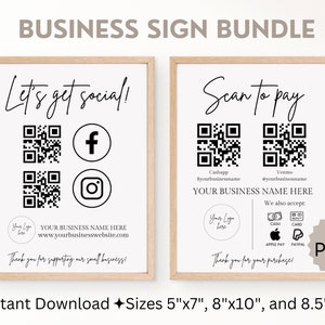 Plantilla de signo de redes sociales, signo de código QR empresarial, vamos a socializar, signo de escaneo para pagar, signos editables para pequeñas empresas, Canva imprimible