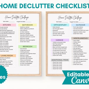 Spring Cleaning Home Declutter Checklist, Editable Cleaning Schedule, Declutter Challenge, Home Organization Checklist, Declutter Planner
