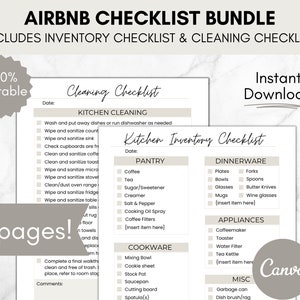 Airbnb Checklist Template Bundle, Editable Airbnb Inventory Checklist and Cleaning Checklist Templates, Airbnb Host Essentials Download