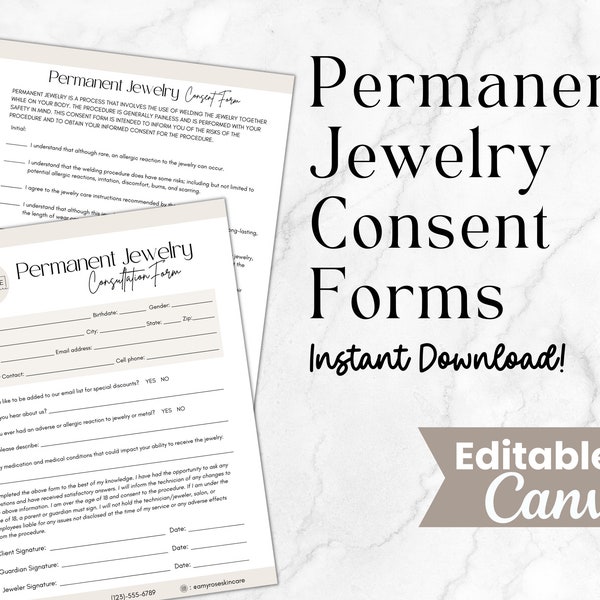 Permanent Jewelry Waiver Form Etsy