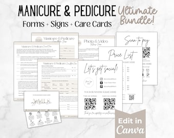 Paquete de formularios de tecnología de uñas, formularios de consentimiento editables para negocios de uñas, formularios de admisión de clientes de manicura y pedicura, formulario de consulta de salón de uñas, Canva