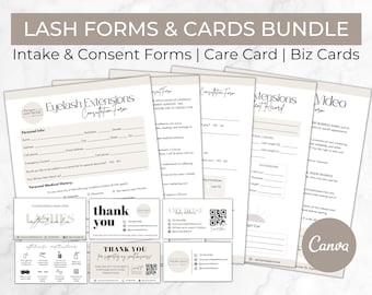 Lash Tech Forms Bundle, Lash Intake and Consent Forms, Eyelash Extension Esthetician Forms, Lash Tech Client Record, Eyelash Aftercare Card