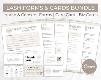 Lash Tech Forms Bundle, Lash Intake and Consent Forms, Eyelash Extension Esthetician Forms, Lash Tech Client Record, Eyelash Aftercare Card