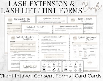 Lash Consent Forms Bundle, Eyelash Extensions and Lash Lift Client Intake Forms, Lash Waiver, Editable Lash Business Templates, Esthetician