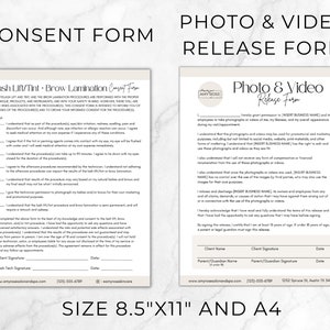 Editable Lash Lift and Brow Lamination Templates, Printable Esthetician Forms, Lash Intake and Consent Form, Beauty Salon Canva Templates image 3