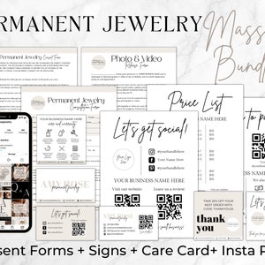 Permanent Jewelry Business Bundle, Permanent Jewelry Consent Forms, Permanent Jewelry Instagram Post Templates, Permanent Jewelry Tools