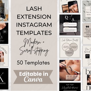 Lash Extension Social Media Templates, Lash Tech Instagram Posts and Stories, Lash Business Branding, Eyelash Extension Instagram Templates