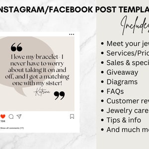 Editable Permanent Jewelry Instagram Posts Templates, Permanent Jewelry Social Media Templates, Permanent Jewelry Business Supplies image 5