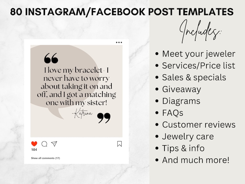 Editable Permanent Jewelry Instagram Posts Templates, Permanent Jewelry Social Media Templates, Permanent Jewelry Business Supplies image 5