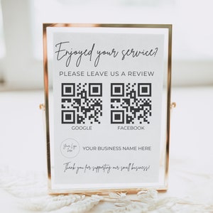 Leave a Review Sign Template, QR Code Sign, Editable Small Business Sign Printable, Salon Sign, Google Review Sign, Facebook Review Sign