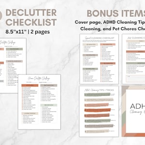 Editable ADHD Cleaning Checklist Bundle, ADHD Cleaning Planner, ADHD Chore Chart, Deep Cleaning Cards, Cleaning Schedule, Family Chore Chart image 6