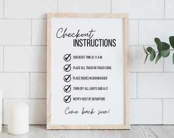 Editable Airbnb Printable Sign, Checkout Instructions Template, Airbnb Host Signs, Airbnb House Rules, Vacation Rental Canva Template, VRBO