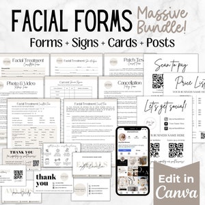 Ensemble de formulaires d’esthéticienne modifiables, modèles d’entreprise d’esthéticienne, formulaires de consentement au traitement du visage, formulaire d’admission aux soins de la peau, Instagram des soins de la peau