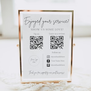 Business QR Code Sign, Leave us a Review Sign Template, Tips Sign, Social Media Sign, Salon Sign, Hairdresser Sign, Google Review Sign