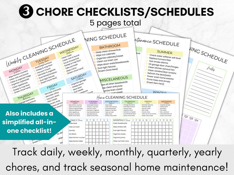 Cleaners Checklist Cleaning Checklist Bundle, Editable Household Cleaning Schedule, Adhd ...