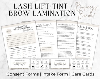 Editable Lash Lift and Brow Lamination Templates, Printable Esthetician Forms, Lash Intake and Consent Form, Beauty Salon Canva Templates