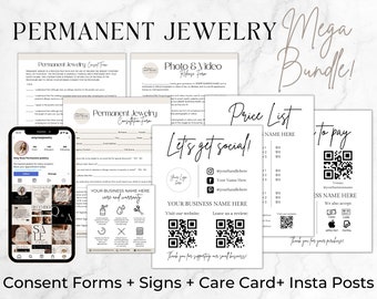 Può includere: Un kit di marketing digitale per le aziende di gioielli permanenti. Il kit include moduli di consenso, listini prezzi, modelli di social media e schede di cura. Il kit è progettato per aiutare le aziende a promuovere i propri servizi e ad attirare nuovi clienti.
