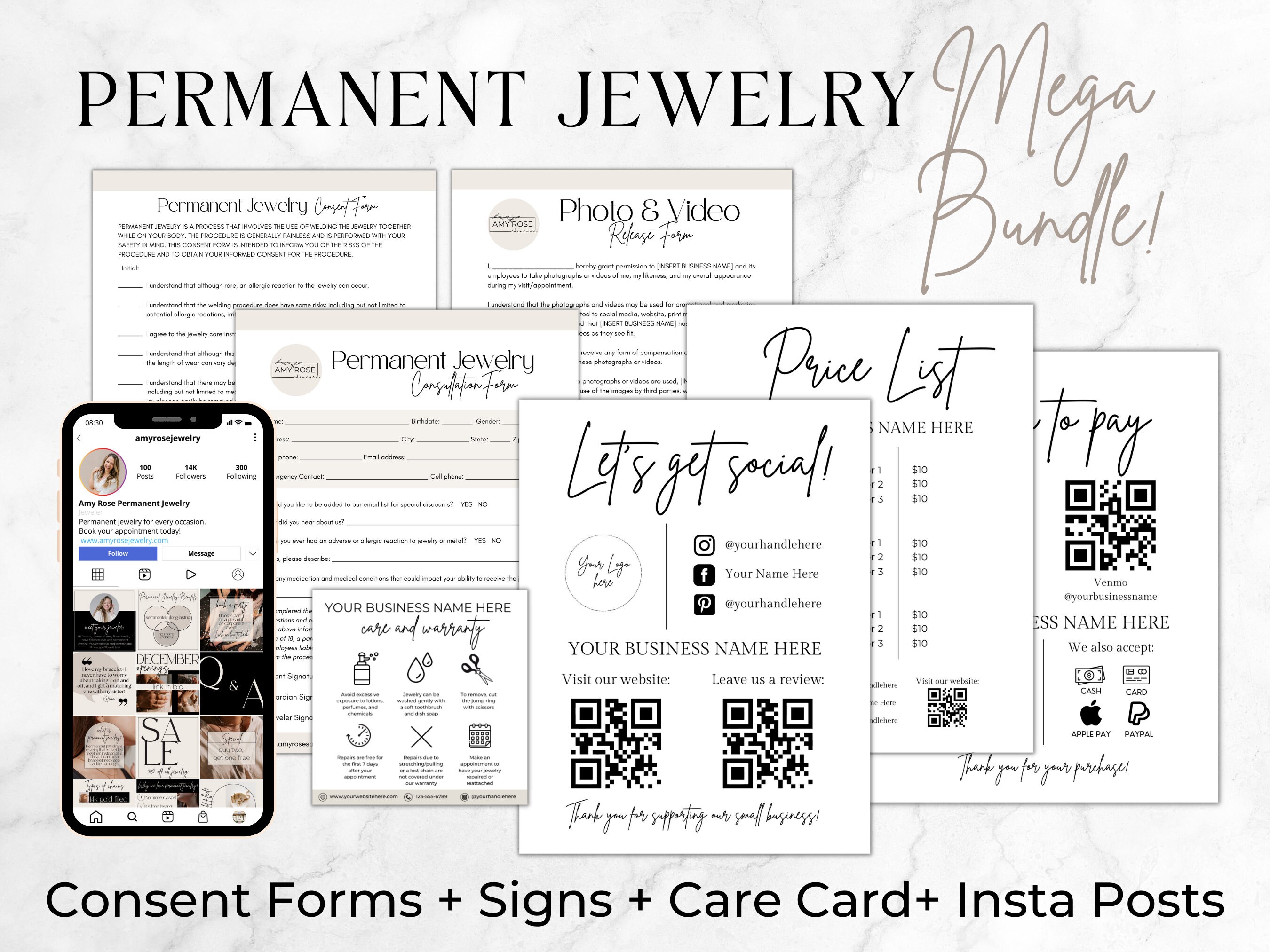 Permanent Jewelry Business Bundle Editable Permanent Jewelry Etsy