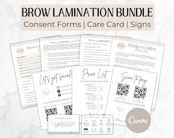 Brow Tech Klantformulierenbundel, Brow Lamineren Toestemmingsformuliersjablonen, Brow Business Bundel, Schoonheidsspecialiste Formulieren, Wenkbrauw Intake Formulieren, Canva