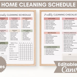 Editable Cleaning Planner Bundle, Cleaning Schedule Checklist, Adult Chore Chart, ADHD Cleaning, Chores List, Household Planner Printable