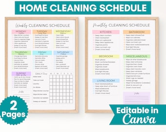 Editable Cleaning Planner Bundle, Cleaning Schedule Checklist, Adult Chore Chart, ADHD Cleaning, Chores List, Household Planner Printable