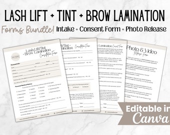 Lash Lift and Tint Forms, Brow Lamination Forms, Esthetician Forms Bundle, Lash Business Templates, Editable Lash Consent and Client Intake