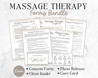 Massage Therapy Forms, Massage Intake and Consent Forms, Massage Therapist Template, SOAP Notes, Esthetician Templates, Canva Template